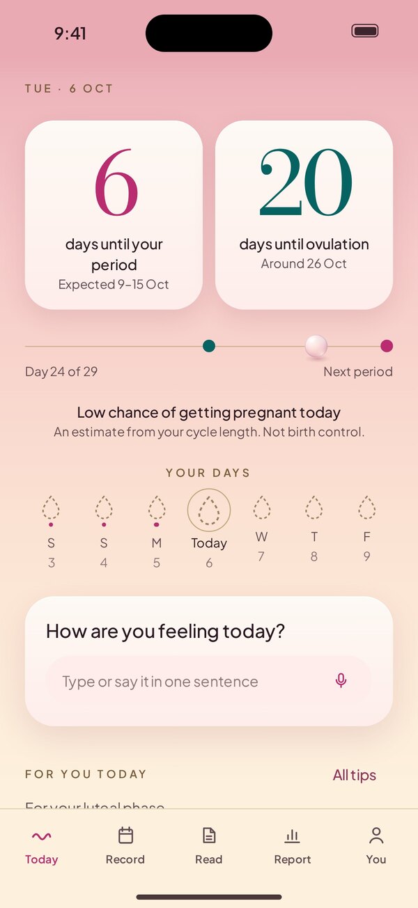 8 days until your period, 22 days until ovulation